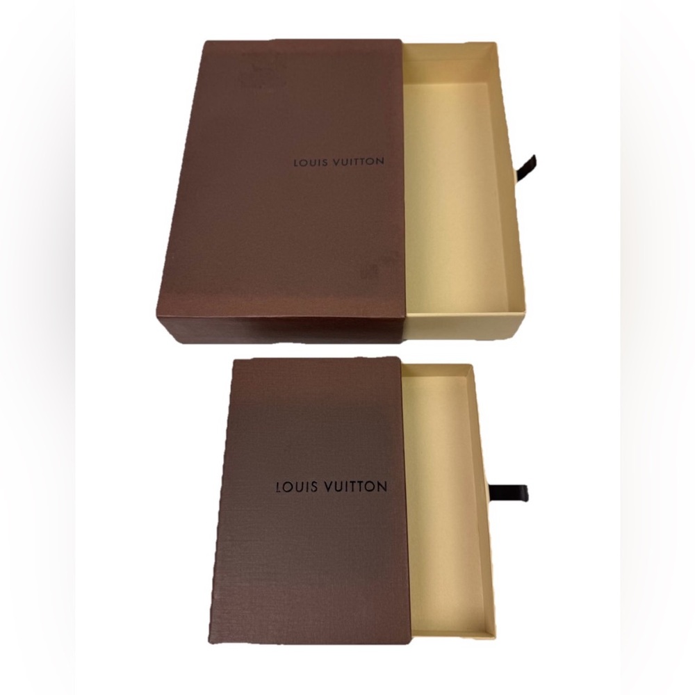 Lot Of 2 Louis Vuitton LV Brown Pull Out Drawer W/Leather Handle Gift Box Only